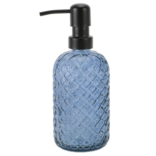 Unique Bargains Simple Cylindrical Soap Pump Dispenser 400ml 1 Pc Blue, Black