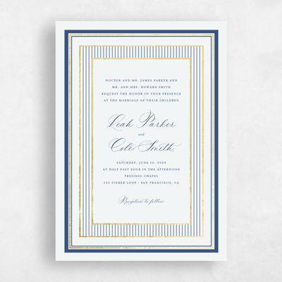Mist, Blue Wedding Invitation - Robin Portrait Foil