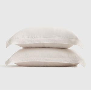 Standard European Linen Double Flange Sham Set in Sand