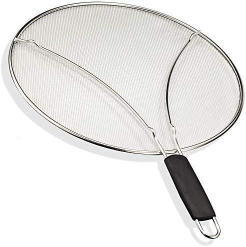KITCHENISTIC 13" Splatter Screen with Soft Grip TPR Handle - Stops 99% Hot Oil Splash- Protects Skin from Burns - Grease Guard for Frying Pan Keeps Your Kitchen Clean - Heavy Duty Ultra-Fine Mesh