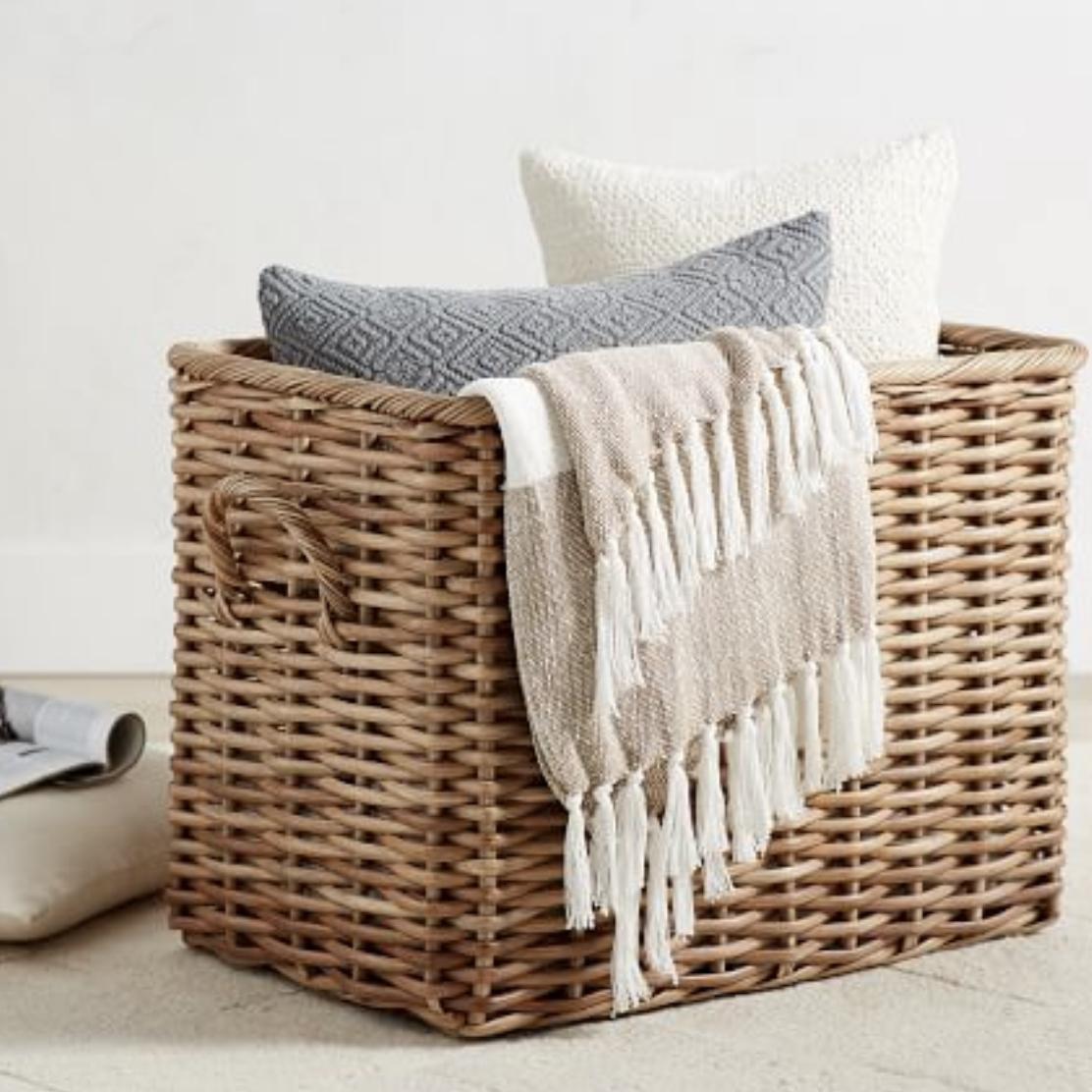 Aubrey Handwoven Oversized Basket - Natural