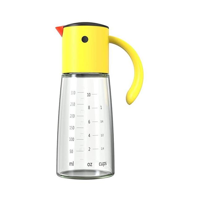 Vucchini Yellow Color Cute Glass Gravity Oil & Vinegar Dispenser Bottle with Handle,Soy Sauce Dispenser,Kitchen Olive Oil Spout