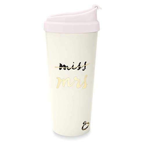 Kate Spade New York Insulated Thermal Travel Mug Tumbler, 16 Ounces, Miss to Mrs. (Pink)