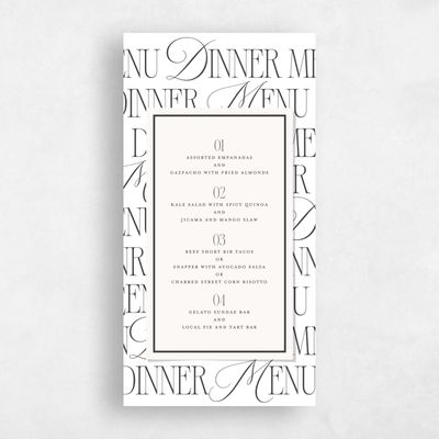 White Wedding Menu - Orable Type
