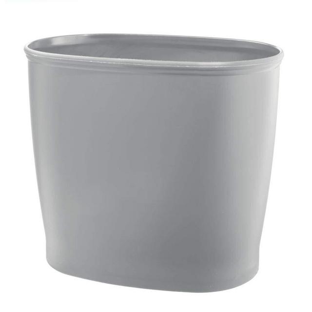 mDesign Modern Oval Plastic Small Trash Can Wastebasket, Garbage Container Bin for Bathroom, Kitchen, Laundry Room, Home Office, Dorms - Gray