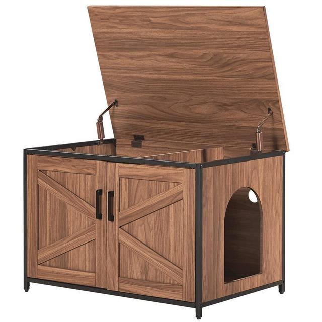 unipaws Large Cat Litter Box Enclosure with Top Opening, XL Cat Washroom Bench Furniture, Extra Large Cat Boxes, Cabinet for Large Cat, High Jumbo Automatic Litter Box Cover Hidden