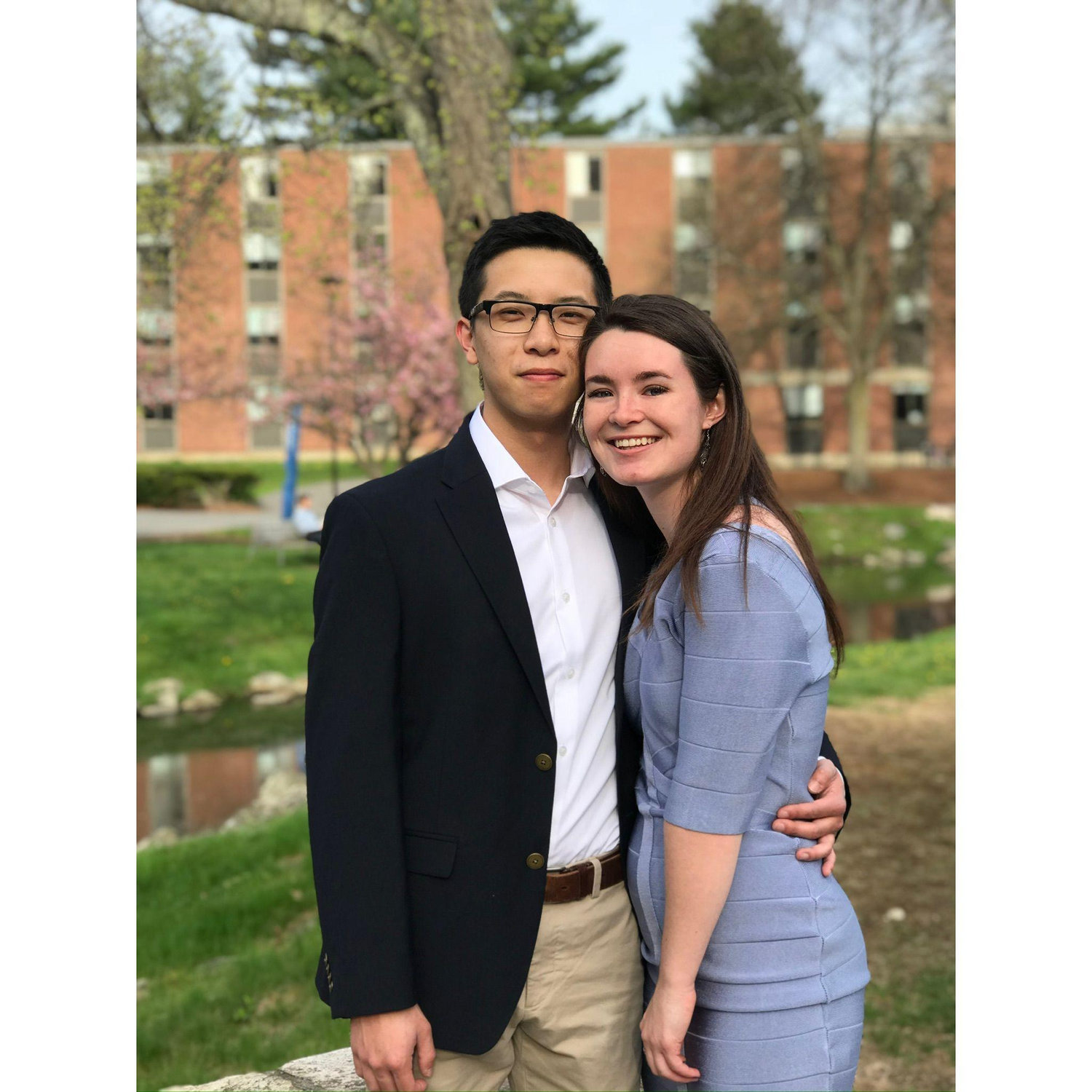 2018 - We celebrated our first anniversary with pictures on Massell Quad at Brandeis University, where Caroline was living at the time.