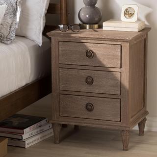 French Rustic 3-Drawer Nightstand