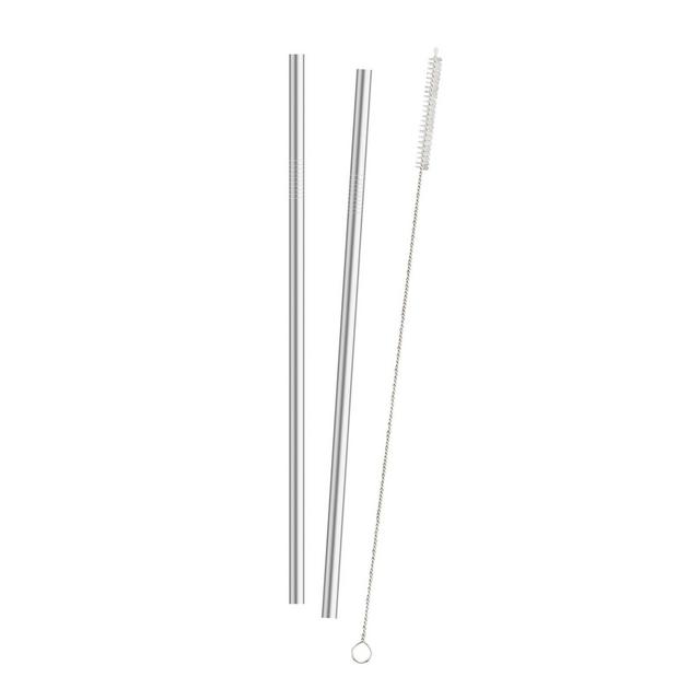 HIC 3-Piece Stainless Steel Tumbler Drinking Straws and Cleaning Brush Set