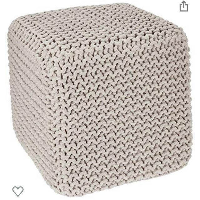 Redearth Cube Pouf Ottoman - ivory