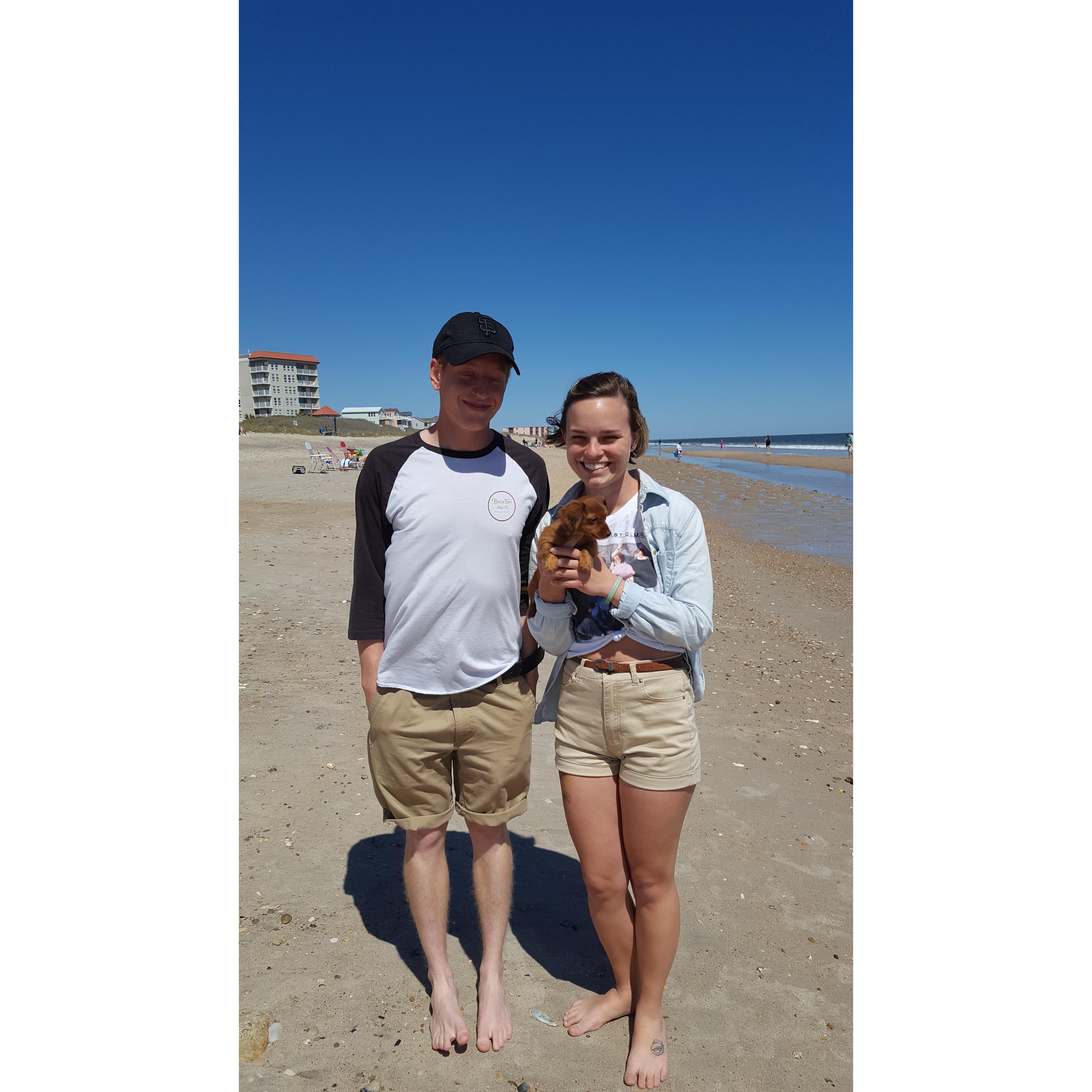 Sophie's first trip down to the beach
