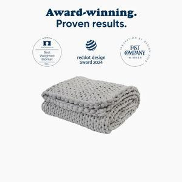Knitted 20lb Weighted Blanket (Color: Moonstone Grey)