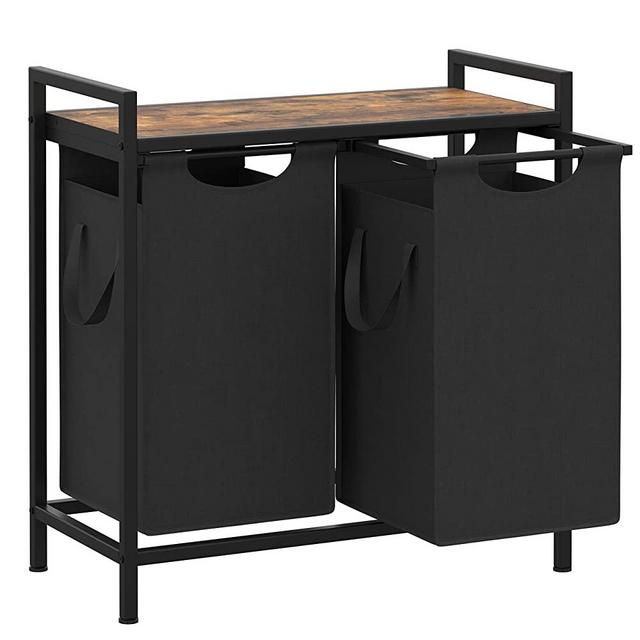 Heybly Laundry Hampers, 2 × 12.5 Gal Laundry Basket with Large Desktop Sorter for Laundry Room organization, Bathroom and Dorm Laundry Bags on Storage Shelf Rustic HLH002SR