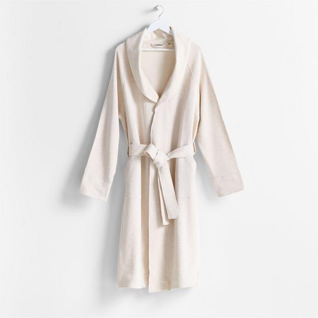 Organic L/XL Cotton Jersey Heathered Ivory Bathrobe