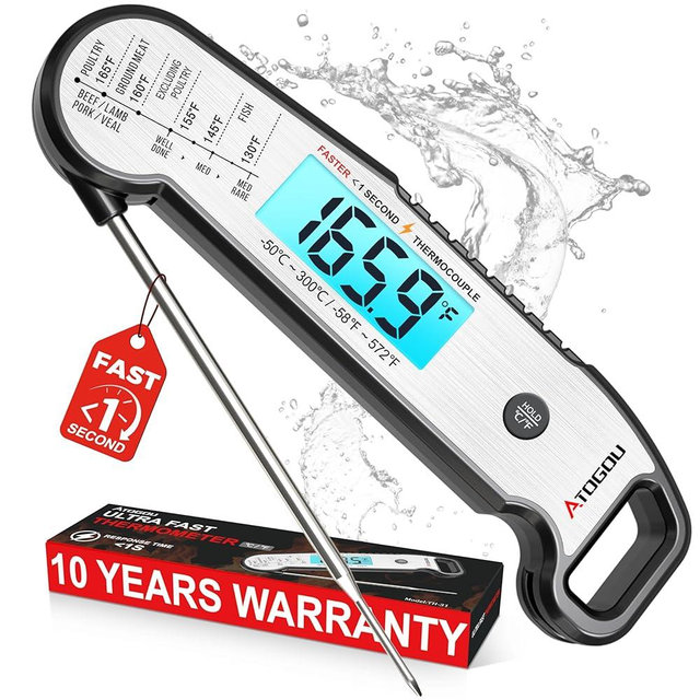 Atogou Professional Meat Thermometer Digital, Silver