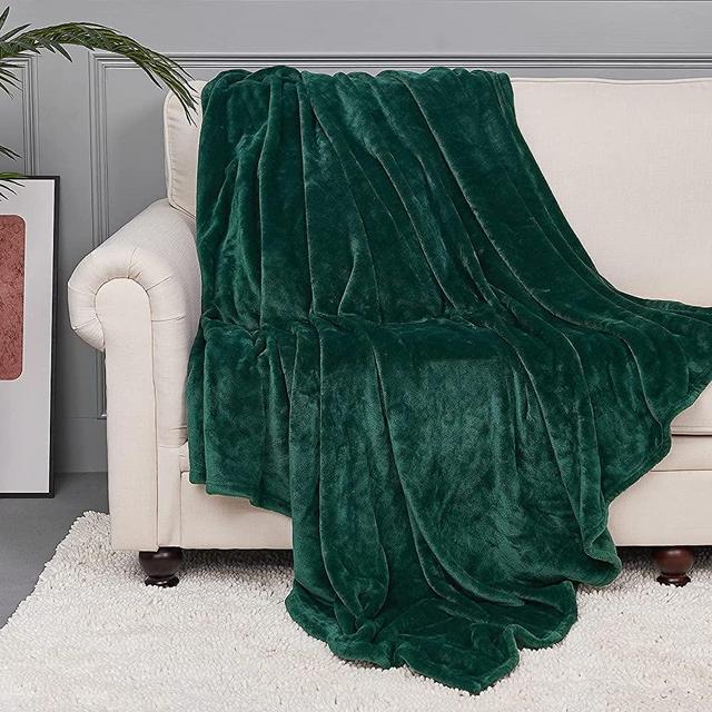StangH Super Soft Green Fleece Blanket - Flannel Fuzzy Bed Blanket Throw for Couch/Office/Dog, Lightweight Microfiber Baby Blankets, (Throw Size 50 x 60, Forest Green)