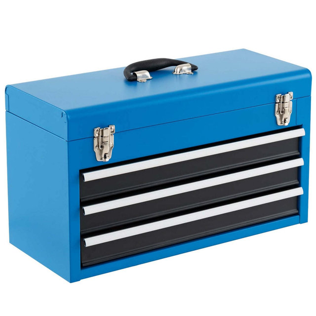 Costway Portable Tool Chest Box Storage Cabinet Garage Mechanic Organizer 3 Drawers Blue