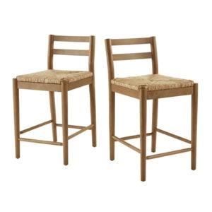My Texas House Laurel Counter-height Dining Stools with Woven Seagrass Seat, Warm Brown, 2 Pack