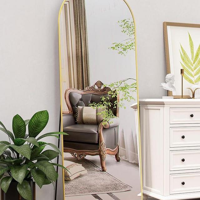 Antok Floor Mirror, 59"x16" Full Length Mirror with Stand, Arched Wall Mirror, Glassless Mirror Full Length, Floor Mirror Freestanding, Wall Mounted Mirror for Bedroom Living Room, 59"x16"(Gold)