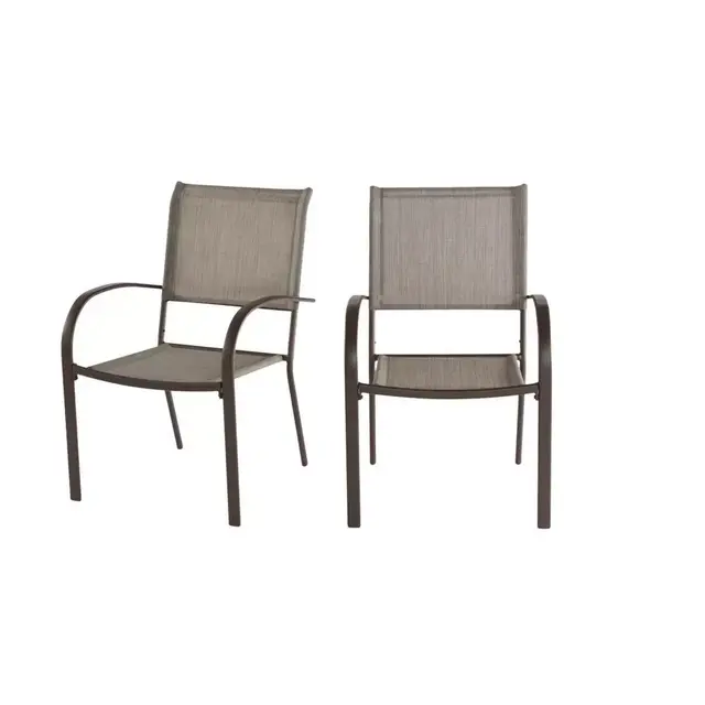 Stackable Back Sling Outdoor Patio Dining Chair 2 pack Tan (2-Pack)