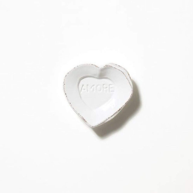 Vietri Lastra White Heart Mini Amore Appetizer Plate, 4.5" Handmade Ceramic Cheese Dessert & Cake Dishware