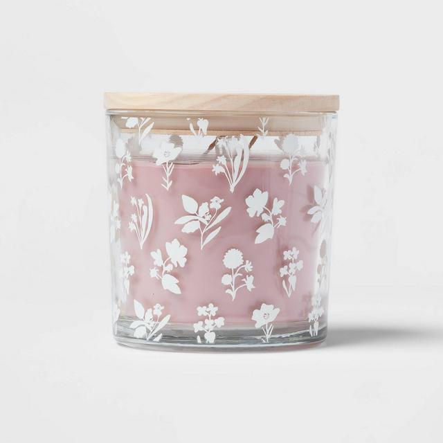 13oz Glass Candle with Lid Berry Blossom & Daisy Pink Floral - Threshold™