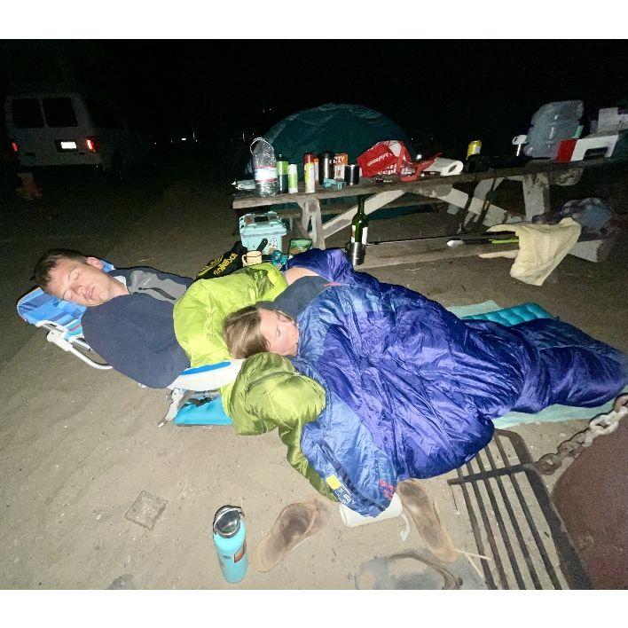 Crashing at the campsite after a long day