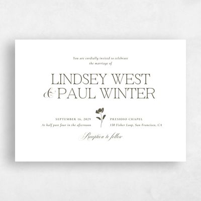 White Wedding Invitation - Kendall Landscape