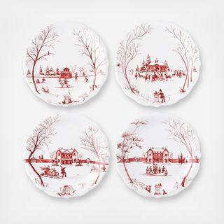 Country Estate Winter Frolic "Mr. & Mrs. Claus" Party Plates, Set of 4