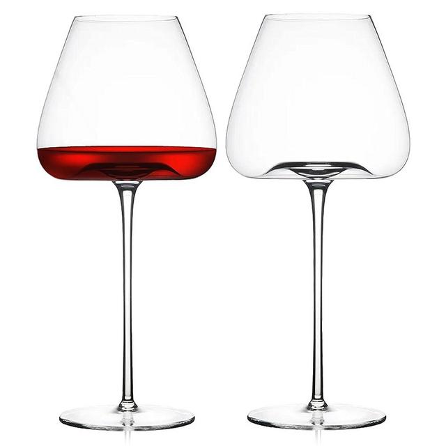 Wine Glasses Set of 2. 24.3 oz (720 ml.) Elegant Hand blown White and Red Wine Glasses. Lead-free Premium Crystal Clear Glass for Wedding, Anniversary or Birthday Gift (Rouge (for Red Wine))