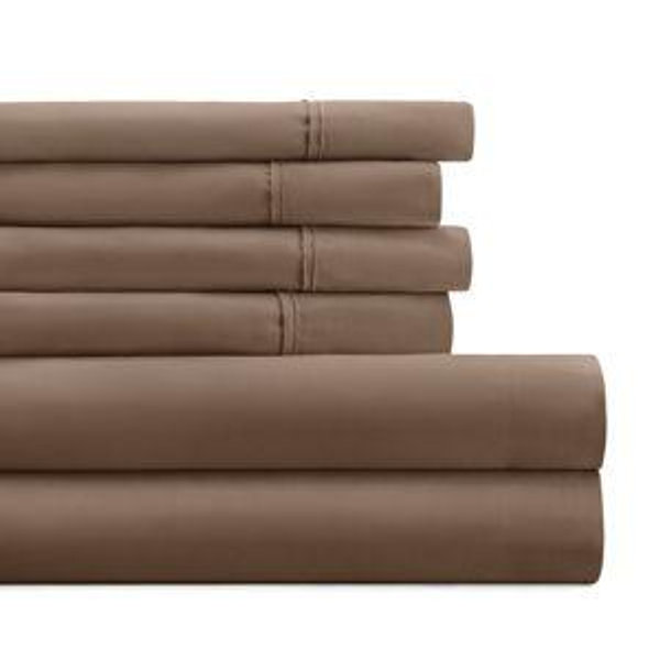 Becky Cameron Double Brushed Deep Pocket 6 Piece Sheet Set - Queen - Taupe