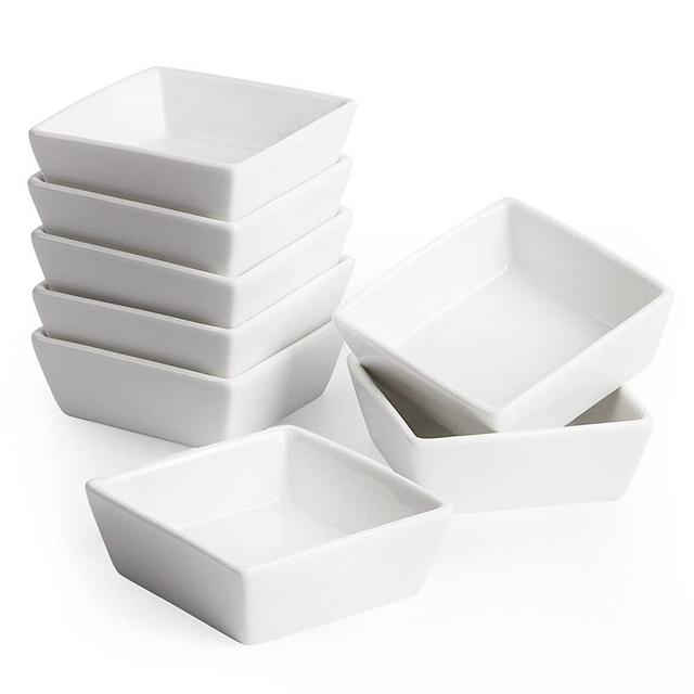 BTaT- Ramekins 4 oz Square, Set of 8 Ramekins for Baking, Creme Brulee Dishes, Souffle Cups, Flan Pan, Sauce Cups, Custard Cups, Pudding Cups, Desert Bowls, Dipping Bowls, Baking Bowls, Small Ramekins