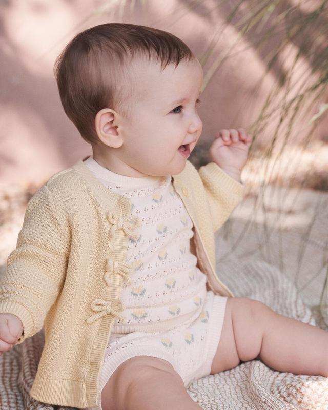 Baby Girl Organic Cotton Sweater Knit Cardigan