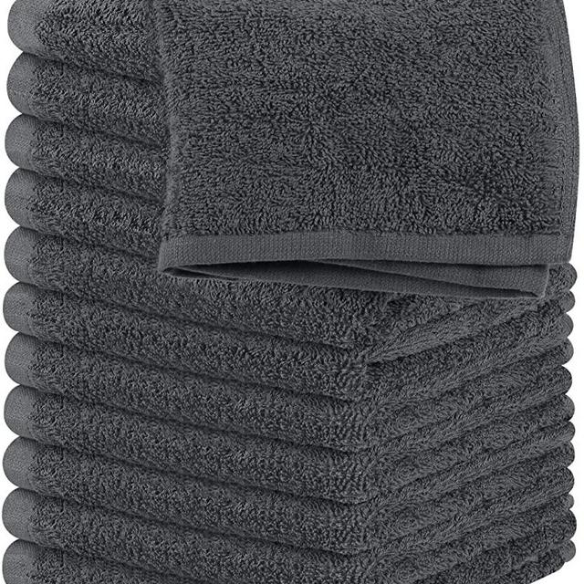 Utopia Towels Cotton Washcloths Set - 100% Ring Spun Cotton, Premium Quality Flannel Face Cloths, Highly Absorbent and Soft Feel Fingertip Towels (12 Pack, Grey)