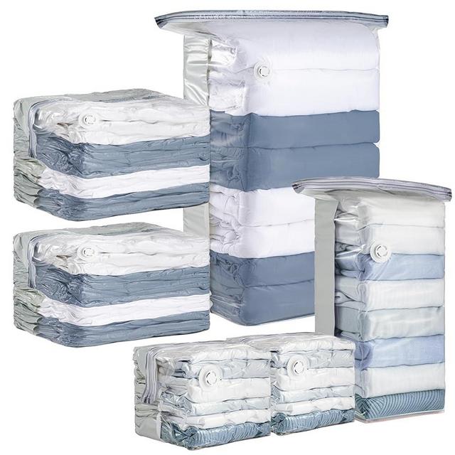 TAILI 6 Pack Vacuum Storage Bags, Cube Space Saver Bags Combo (3 Jumbo +3 Medium), Vacuum Seal Bags for Bedding, Clothing, Comforters, Blankets, Closet Oragnizer and Storage