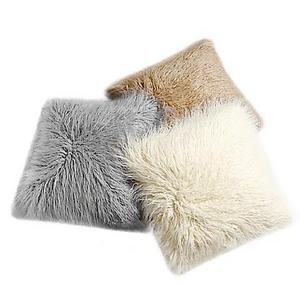 Decorinnovation 18-Inch Mongolian Lamb Faux-Fur Square Throw Pillow