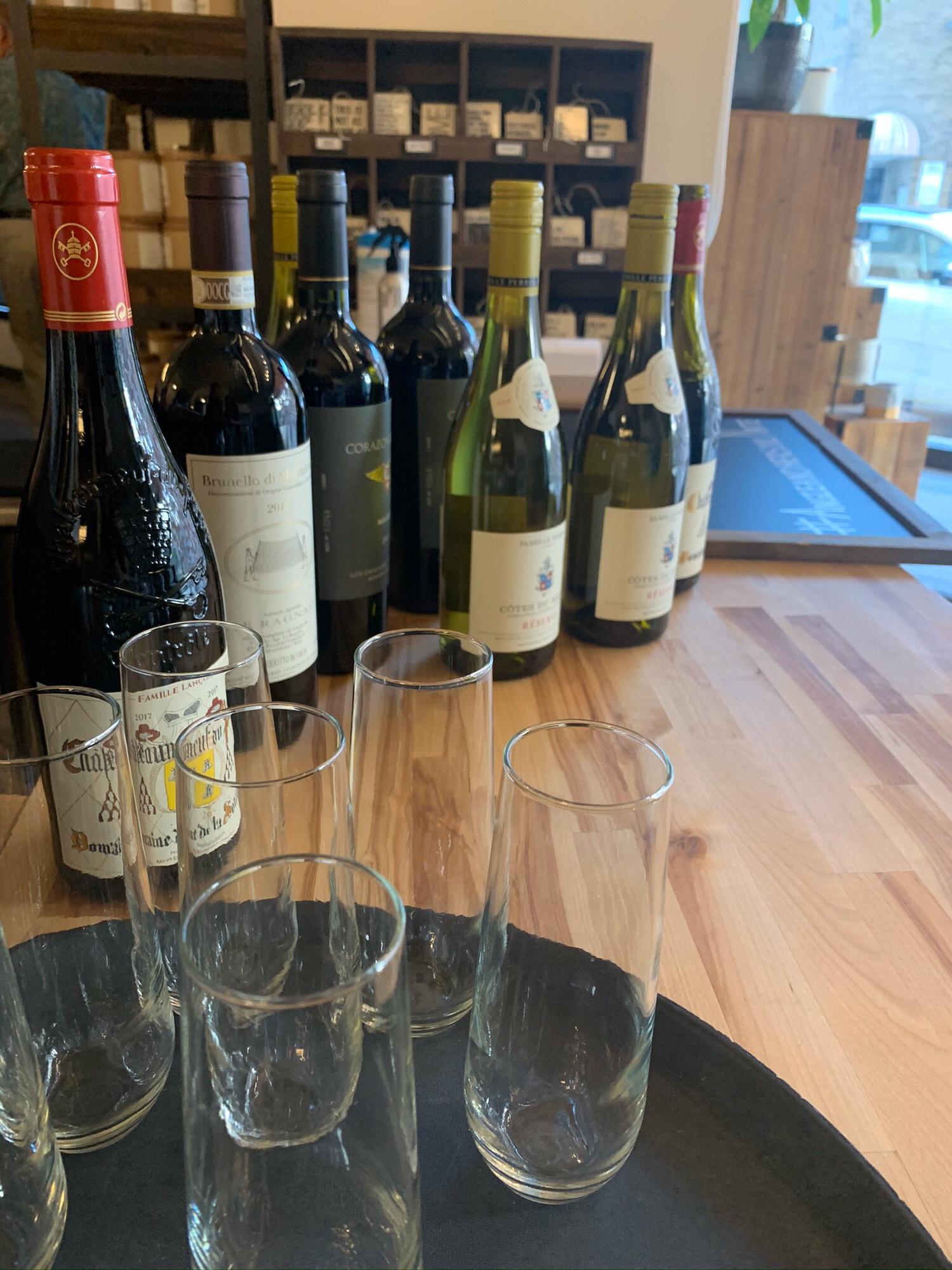 Our red wines were selected from special places we have visited together: the village of Châteauneuf-du-Pape and Argentina. A Le Ragnaie Brunello made a surprise visit, a gift from Nate's son, Ryan.
