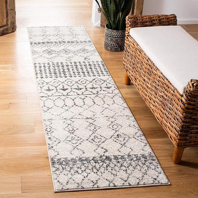 Safavieh Tulum Collection TUL229A Boho Moroccan Distressed Area Rug, 10' x 13', Ivory/Grey