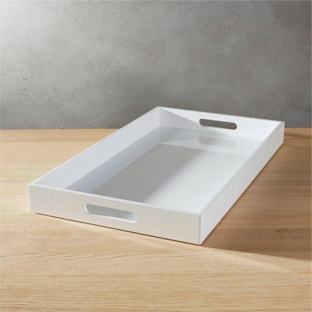 hi-gloss rectangular white tray