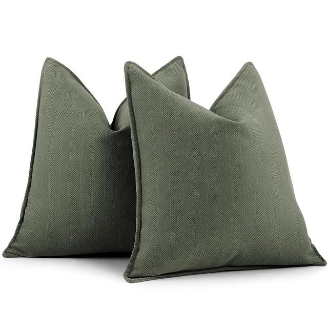 ZWJD Army Green Pillow Covers 26x26 Set of 2 Chenille Throw Pillow Covers with Elegant Design Soft and Luxurious Decorative Throw Pillows for Couch, Bed, and Home Decor