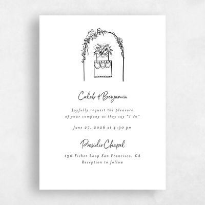 Black Wedding Invitation - Oia Arch