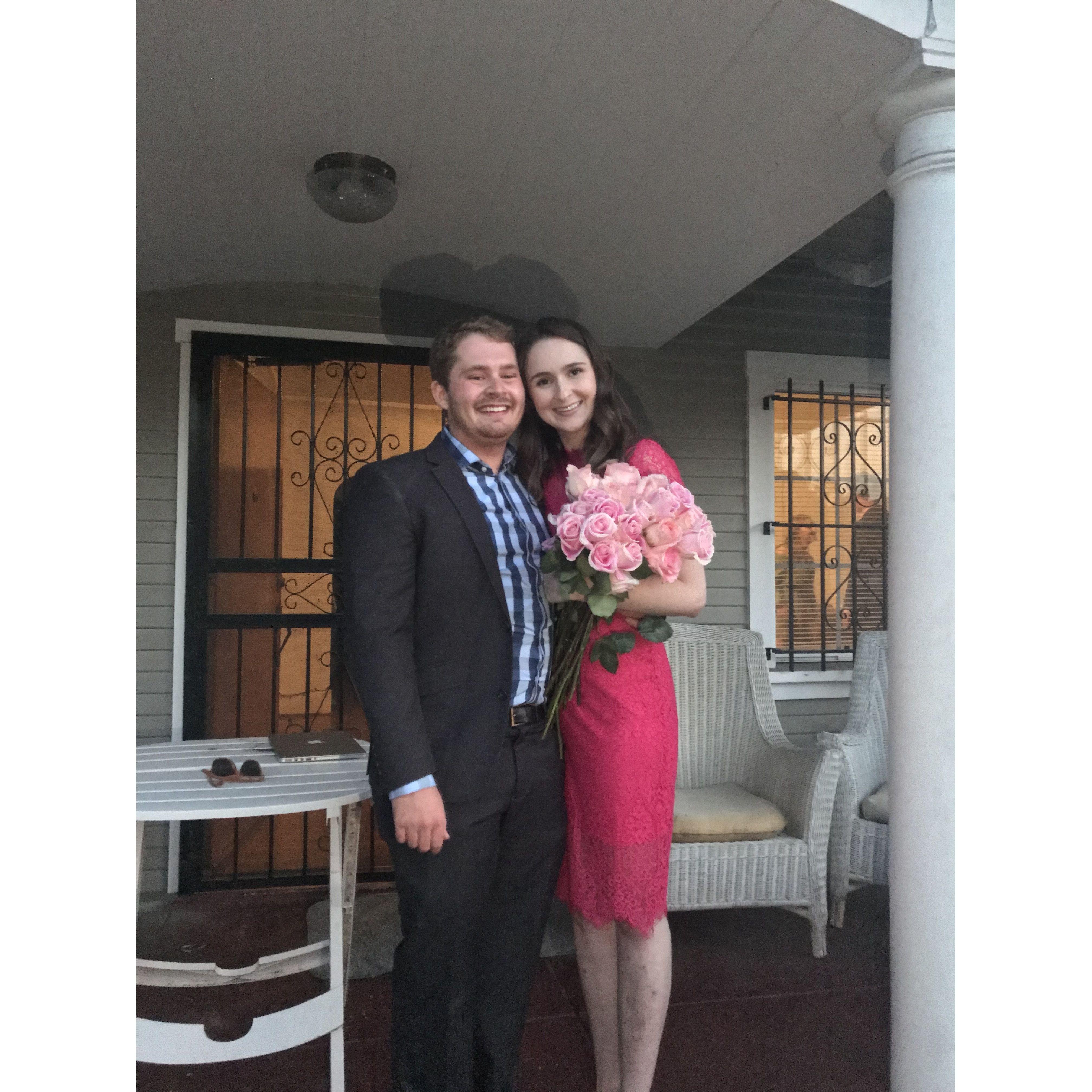 2019 - Sean giving his fraternity pin to Noelle to symbolize their commitment before graduating.