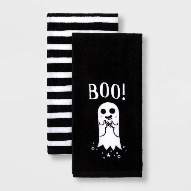 2pk Ghost/Stripe Halloween Terry Kitchen Towel - Hyde & EEK! Boutique™
