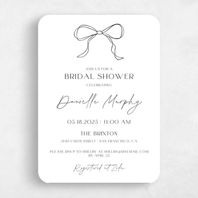 White Rounded Wedding Wedding Shower Invitation - Elisa Portrait