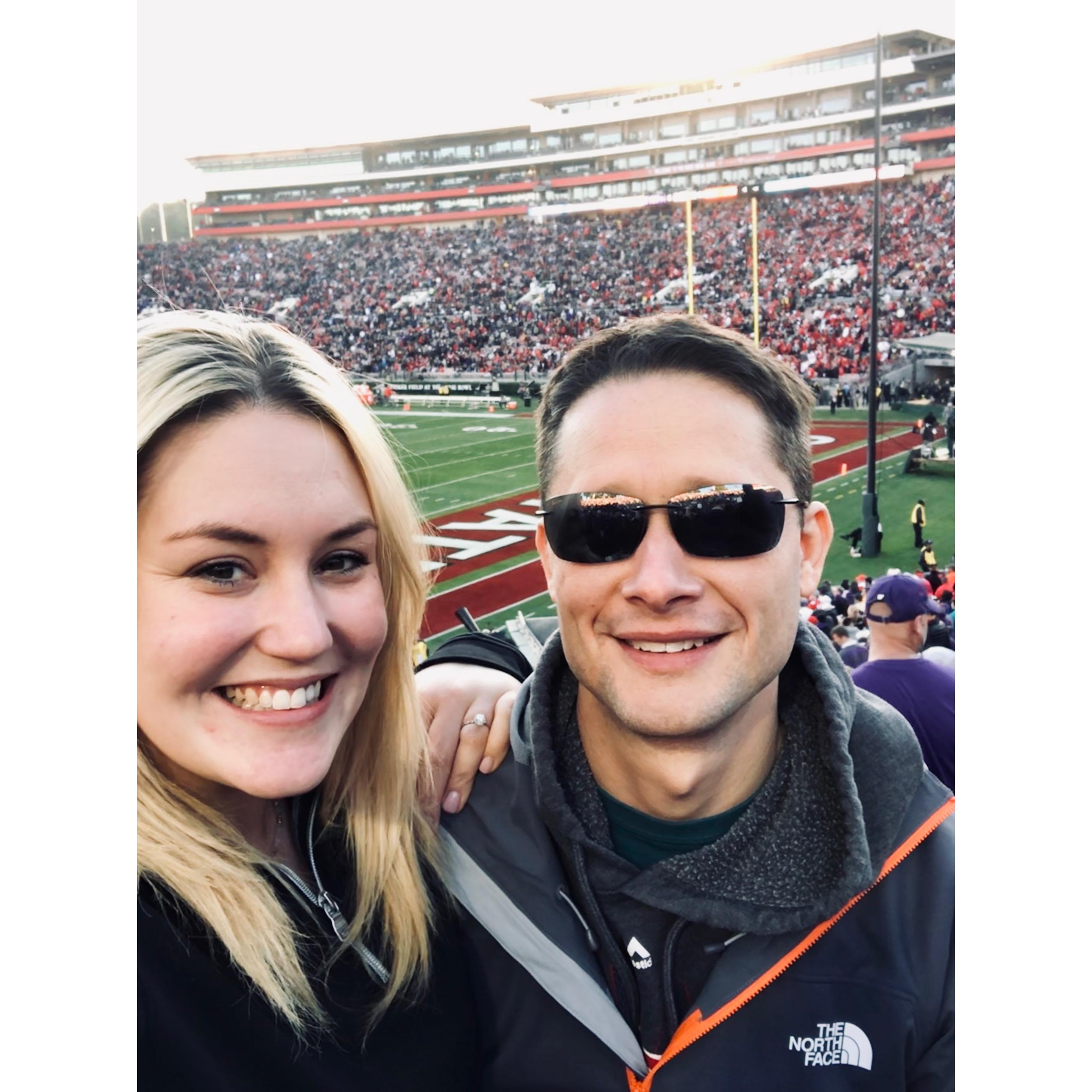 At the Rose Bowl two days after Sean proposed. Sean went the year before and decided then Nora would be with him the next year.