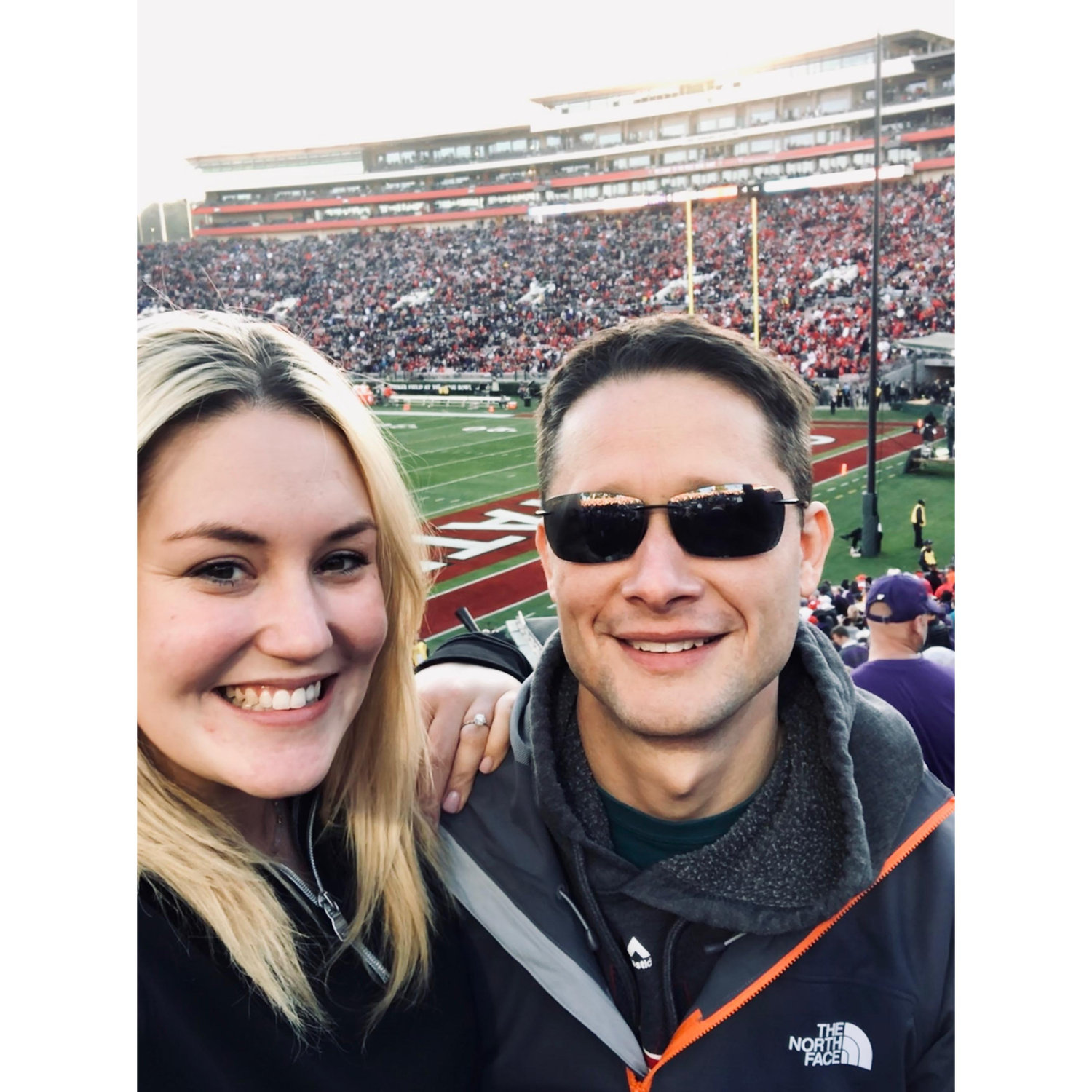 At the Rose Bowl two days after Sean proposed. Sean went the year before and decided then Nora would be with him the next year.