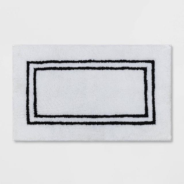 21"x34" Border Bath Rug Black Stripe - Threshold Signature™
