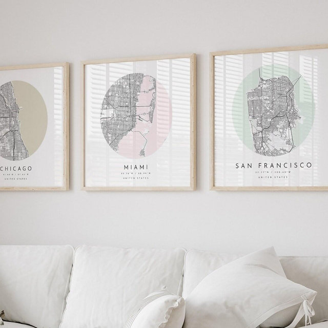 Set of three custom maps, Personalized Square Map, Custom Gift, Map Print, Custom Locations, Your Choice, Anniversary, Custom Map, Apologist