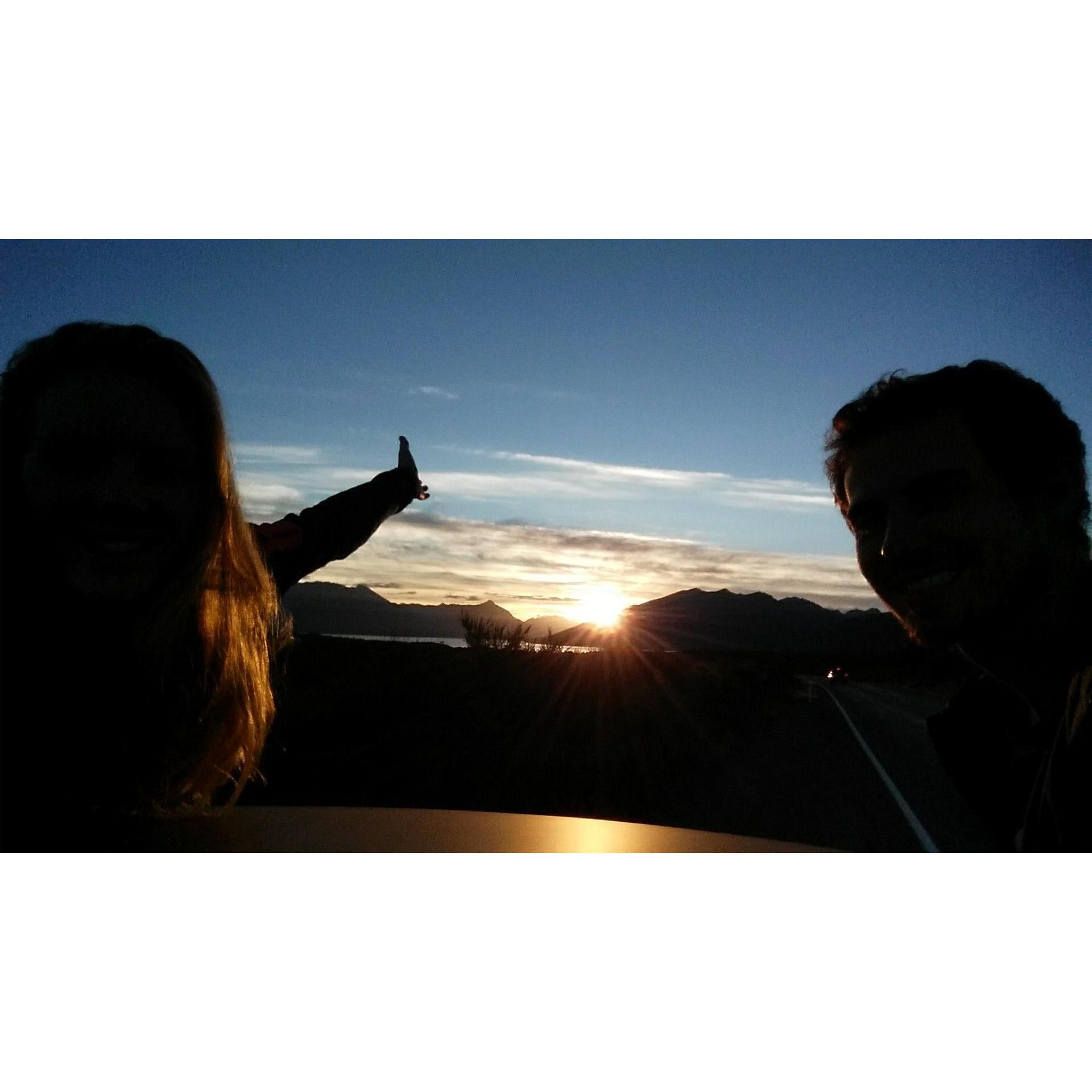 Roadtripping in New Zealand and watching the sunset from the roof of Beatrix the Van. April 2017.