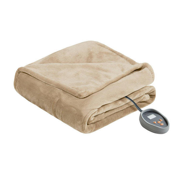 Full Electric Microlight to Berber Bed Blanket Tan